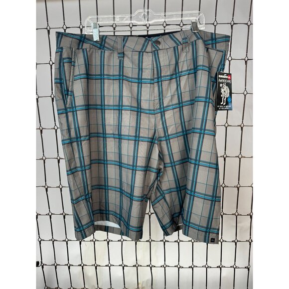 Quiksilver Amphibian Plaid Mens Shorts Size 28 - Blue & Gray Polyester/Spandex - Picture 13 of 16